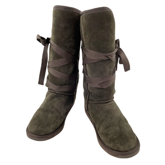 Emu Australia Womens Lo Suede Slip on Merino Wool Boots Size 8US Brown - Picture 1 of 11